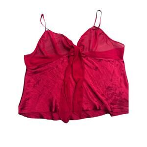 Cami Baby Doll Slip Top Y2K 90's Fairy Romantic Red Cropped Silky SZ 2X Joyspun